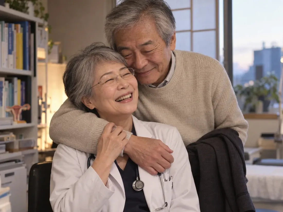 Dr. Yuki Tanaka with her husband in her clinic
