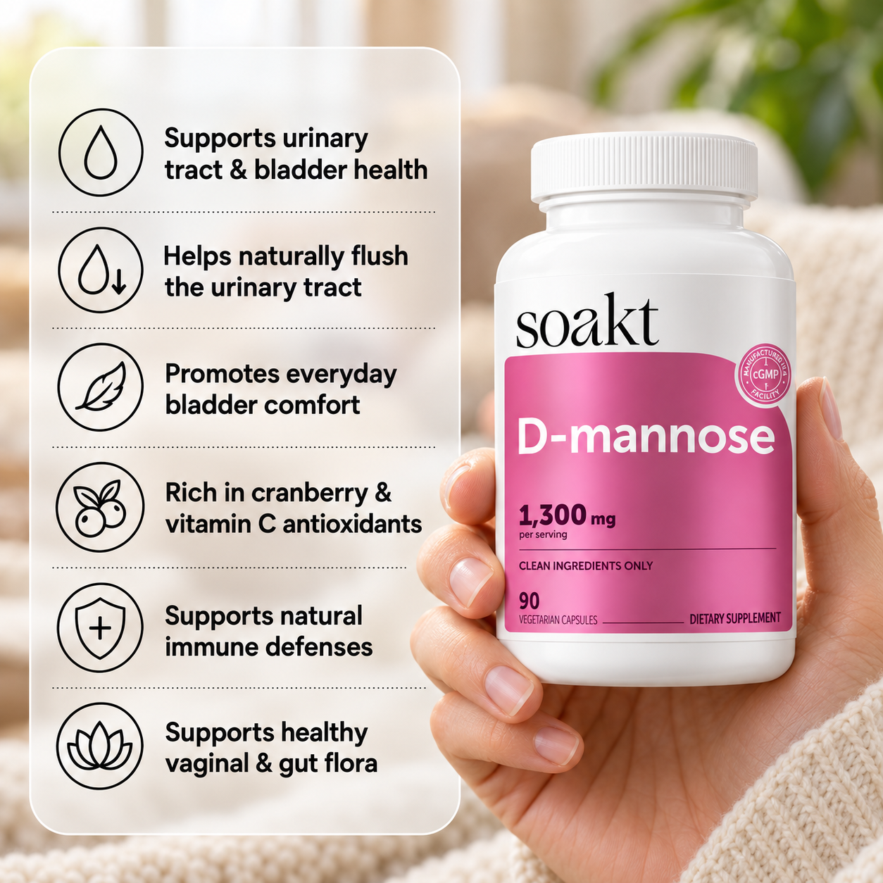 Soakt Pure D Mannose (1,300mg)