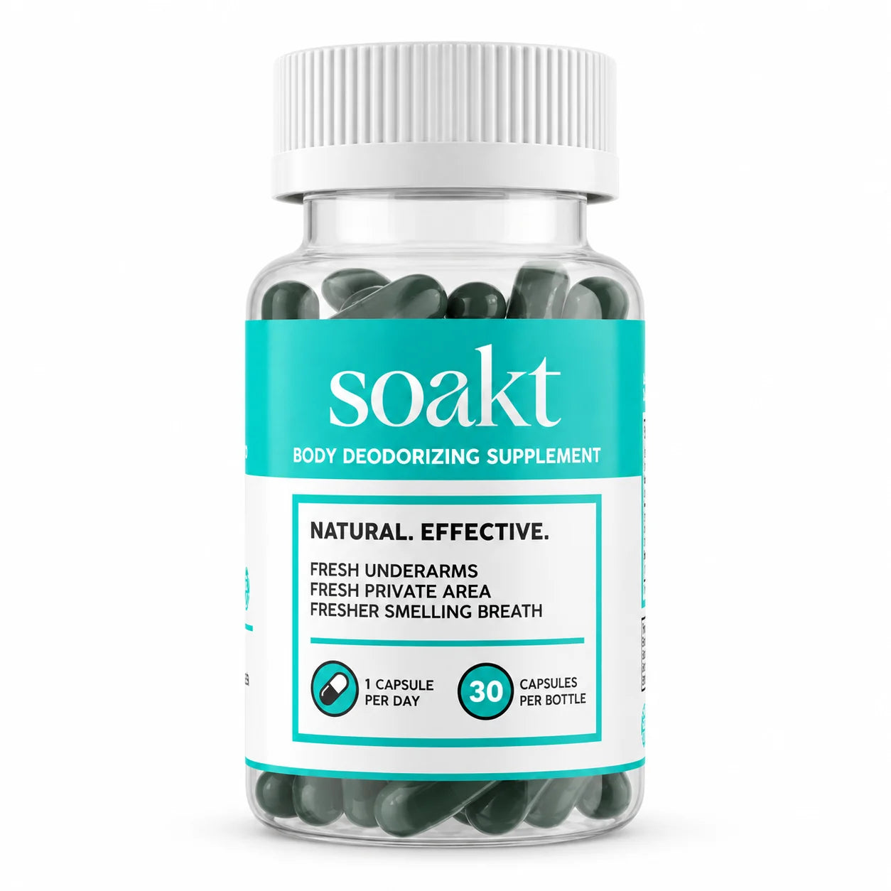 Soakt Chlorophyll body deodorizing supplement, 30 capsules