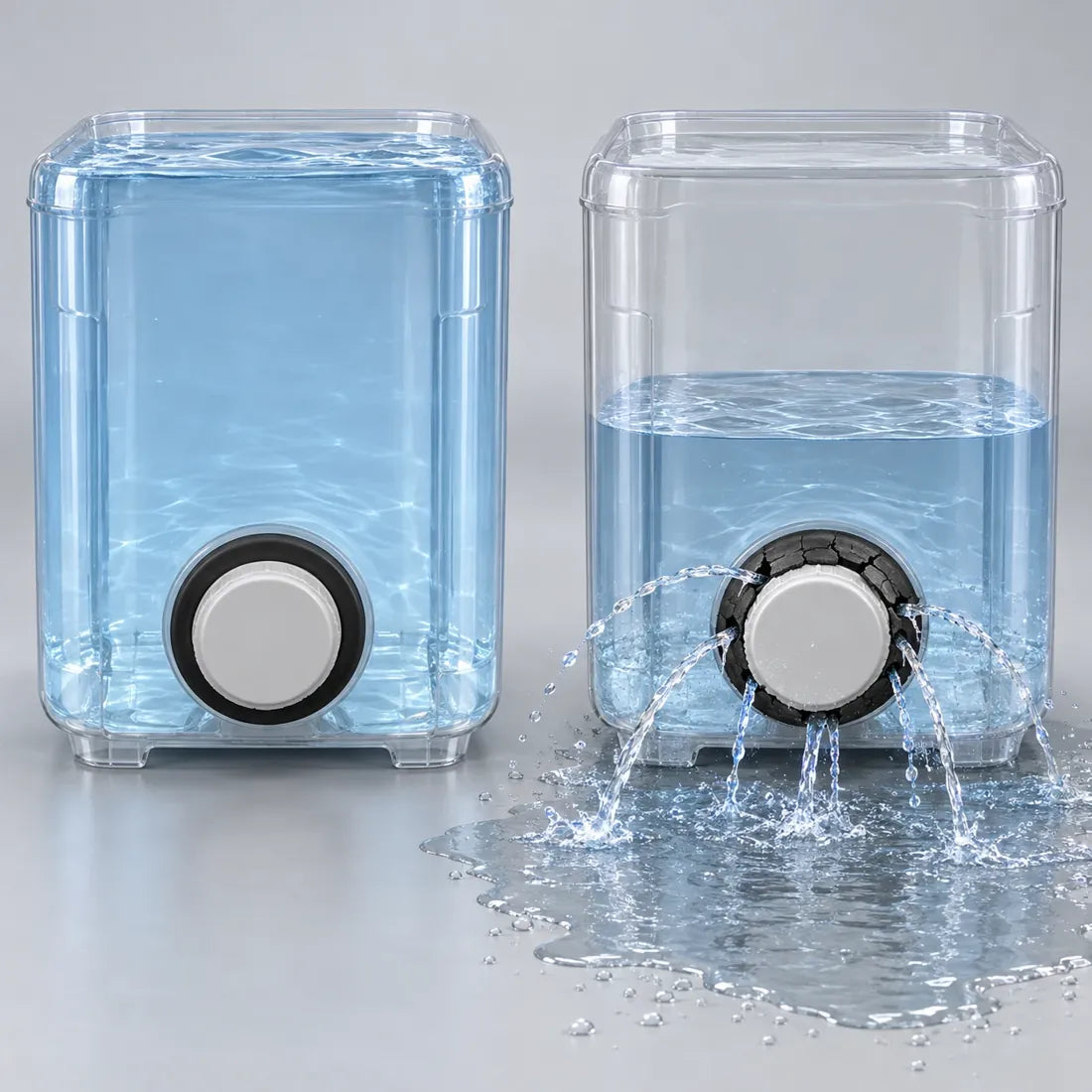 Healthy seal holds water, worn seal leaks